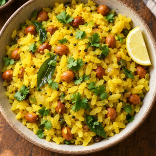 Poha with peanuts